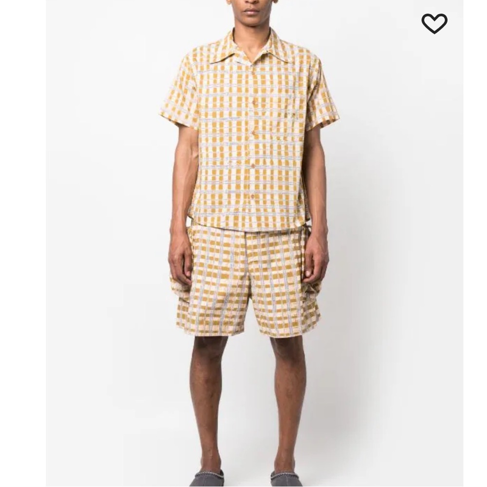 STORY mfg. shore checked cotton shirt & short set